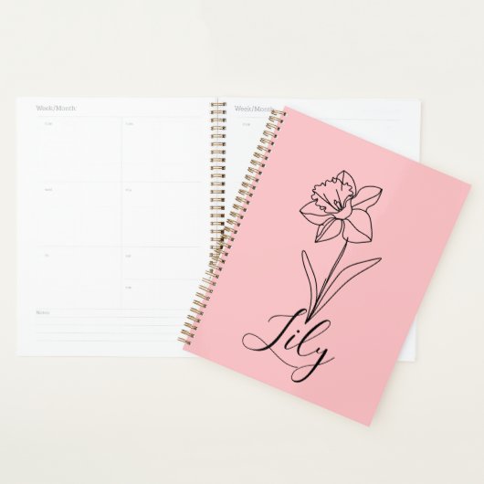 Gepersonaliseerde december Narcissus Geboortebloem Planner (Display)