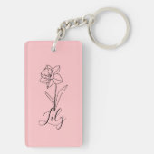 Gepersonaliseerde december Narcissus Geboortebloem Sleutelhanger (achterkant)