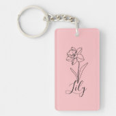 Gepersonaliseerde december Narcissus Geboortebloem Sleutelhanger (Voorkant)