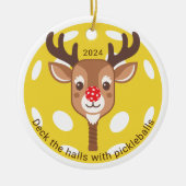 Gepersonaliseerde Deck de Hallen met Pickleballs Keramisch Ornament (Voorkant)