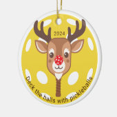 Gepersonaliseerde Deck de Hallen met Pickleballs Keramisch Ornament (Links)