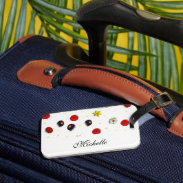 Gepersonaliseerde decoratieve lente bloemen wit bagagelabel