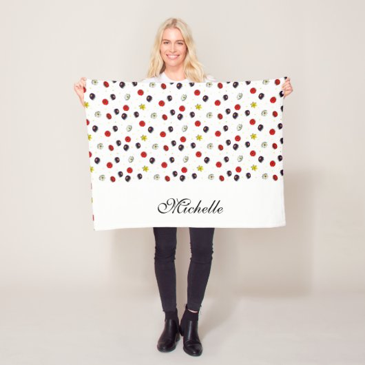 Gepersonaliseerde decoratieve lente bloemen wit fleece deken (In situ)