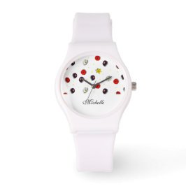 Gepersonaliseerde decoratieve lente bloemen wit horloge