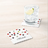 Gepersonaliseerde decoratieve lente bloemen wit kartonnen onderzetters (Insitu)