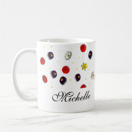 Gepersonaliseerde decoratieve lente bloemen wit koffiemok
