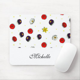 Gepersonaliseerde decoratieve lente bloemen wit muismat