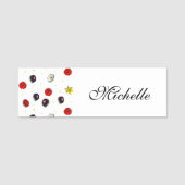 Gepersonaliseerde decoratieve lente bloemen wit naamplaatje (Voorkant)