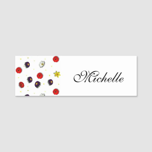 Gepersonaliseerde decoratieve lente bloemen wit naamplaatje (Voorkant)