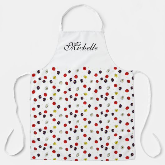 Gepersonaliseerde decoratieve lente bloemen wit schort (Voorkant)