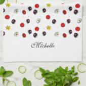 Gepersonaliseerde decoratieve lente bloemen wit theedoek (Gevouwen)