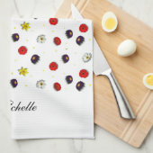 Gepersonaliseerde decoratieve lente bloemen wit theedoek (Quarter Fold)