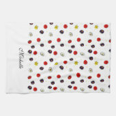 Gepersonaliseerde decoratieve lente bloemen wit theedoek (Horizontaal)