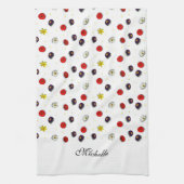 Gepersonaliseerde decoratieve lente bloemen wit theedoek (Verticaal)