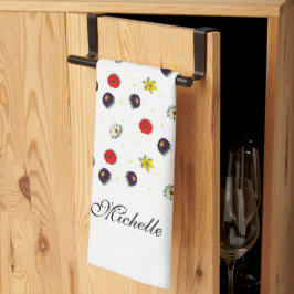 Gepersonaliseerde decoratieve lente bloemen wit theedoek