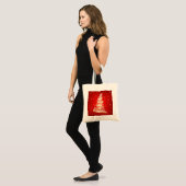Gepersonaliseerde decoratieve rode kerstboom tote bag (Voorkant (model))
