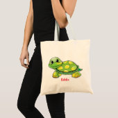 Gepersonaliseerde decoratieve schildpad Funny Gree Tote Bag (Voorkant (product))