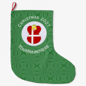 Gepersonaliseerde Deense engel kerst vlag Grote Kerstsok (Voorkant)