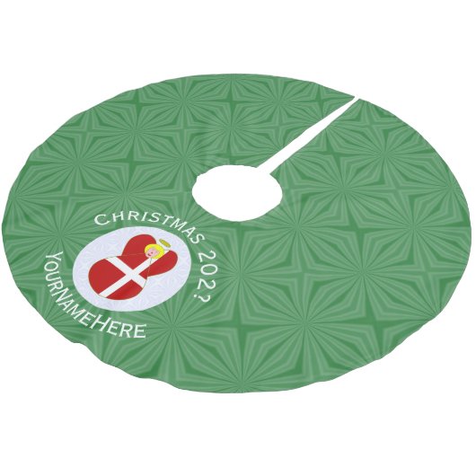 Gepersonaliseerde Deense engel kerst vlag Kerstboom Rok (Gekanteld)