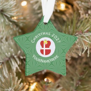 Gepersonaliseerde Deense engel kerst vlag Ornament