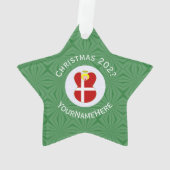 Gepersonaliseerde Deense engel kerst vlag Ornament (achterkant)