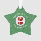 Gepersonaliseerde Deense engel kerst vlag Ornament (voorkant)