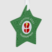 Gepersonaliseerde Deense engel kerst vlag Ornament (voorkant)