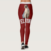 Gepersonaliseerde Deep Red Schattige Siamese Cat P Leggings (Achterkant)