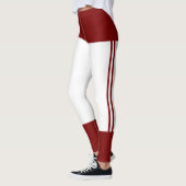Gepersonaliseerde Deep Red White Stripes Cat Retro Leggings (Links)