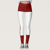 Gepersonaliseerde Deep Red White Stripes Cat Retro Leggings (Voorkant)