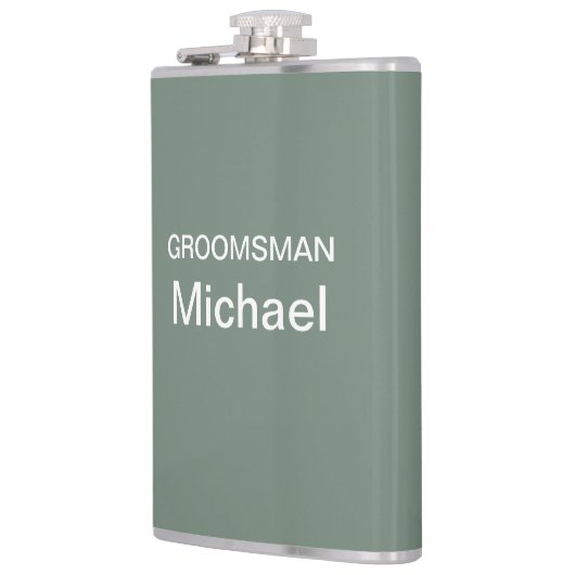 Gepersonaliseerde Deep Sage Green Heupfles (Links)