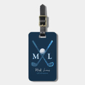 Gepersonaliseerde DeepBlue Monogrammed Golfer Bagagelabel (Voorkant verticaal)
