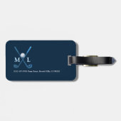 Gepersonaliseerde DeepBlue Monogrammed Golfer Bagagelabel (Achterkant horizontaal)