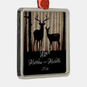 Gepersonaliseerde deer Couple Rustic Woodland Kers Metalen Ornament (Rechts)
