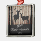 Gepersonaliseerde deer Couple Rustic Woodland Kers Metalen Ornament (Links)