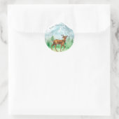 Gepersonaliseerde Deer Hunter Blue White Natuur Sc Ronde Sticker (Tas)