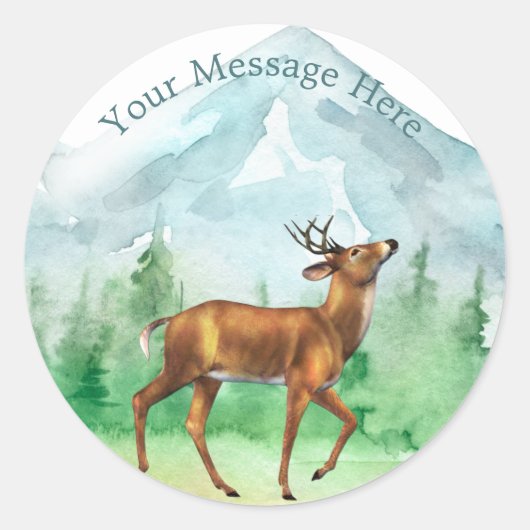 Gepersonaliseerde Deer Hunter Blue White Natuur Sc Ronde Sticker (Voorkant)