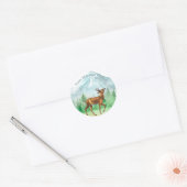 Gepersonaliseerde Deer Hunter Blue White Natuur Sc Ronde Sticker (Envelop)
