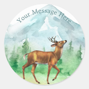 Gepersonaliseerde Deer Hunter Blue White Natuur Sc Ronde Sticker