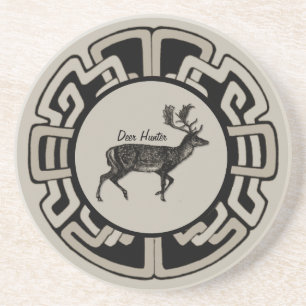 Gepersonaliseerde deer Hunter Medallion Zandsteen Onderzetter