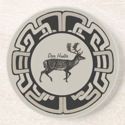 Gepersonaliseerde deer Hunter Medallion Zandsteen Onderzetter (Voorkant)