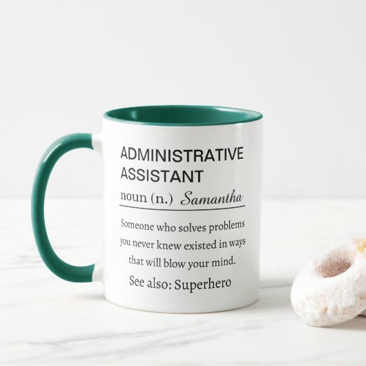 Gepersonaliseerde definitie van administratieve as mok (Met donut)