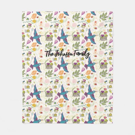 Gepersonaliseerde Deken Gift Vogel en vetplanten (Voorkant)