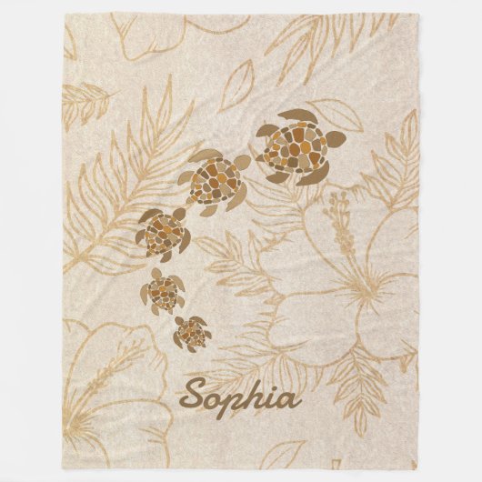 Gepersonaliseerde Deken Naam Zee Turtle Hawaii (Voorkant)