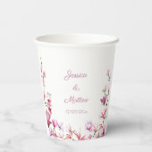 Gepersonaliseerde delicate roze Magnolia papieren Papieren Bekers (Achterkant)