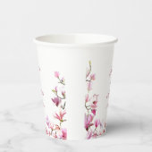 Gepersonaliseerde delicate roze Magnolia papieren  Papieren Bekers (Links)