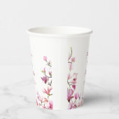 Gepersonaliseerde delicate roze Magnolia papieren Papieren Bekers (Rechts)