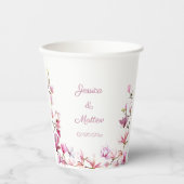 Gepersonaliseerde delicate roze Magnolia papieren Papieren Bekers (Voorkant)