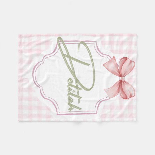 Gepersonaliseerde Delilah Baby Girl Nursery Gingha Fleece Deken (Voorkant (Horizontaal))