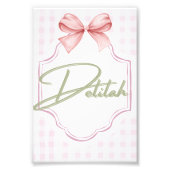 Gepersonaliseerde Delilah Baby Girl Nursery Gingha Foto Afdruk (Voorkant)